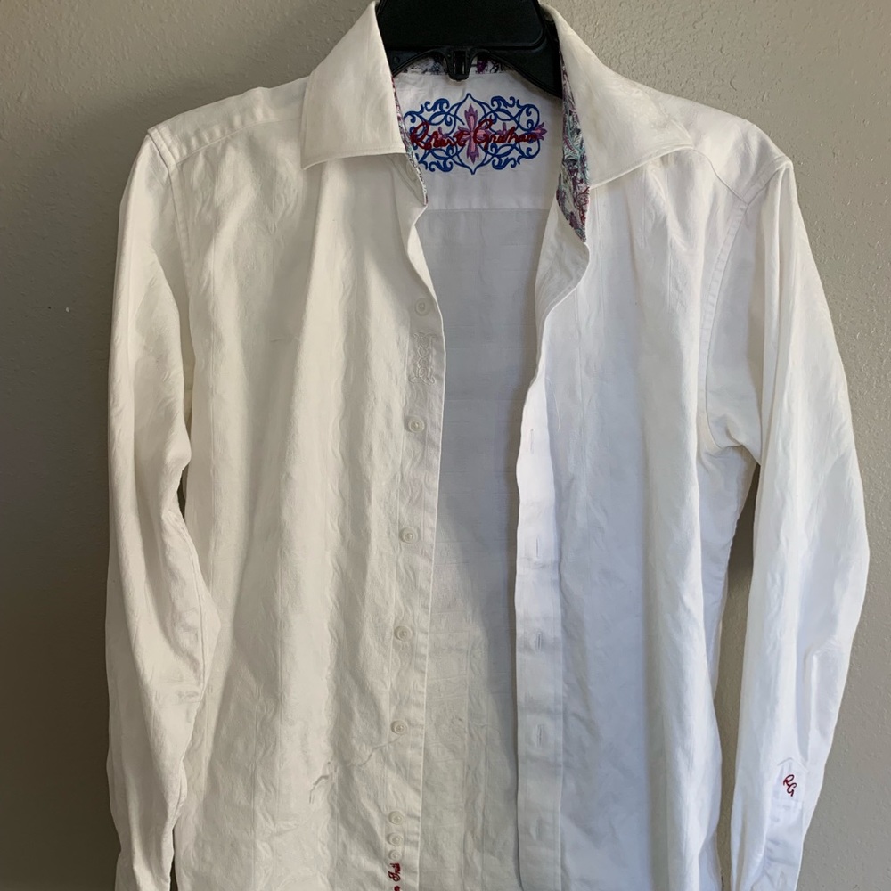 White Robert Graham Button Up Shirt.